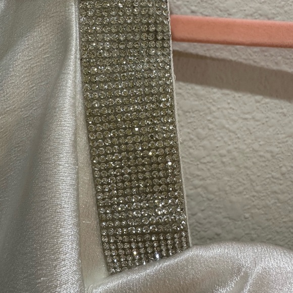 Bronx and Banco NWOT Lana Bridal White Rhinestone Corset Wrap Dress Sz M 4-6 - Picture 7 of 17
